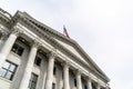 Pedimented entrance of historic Utah State Capital building in Salt Lake City Royalty Free Stock Photo