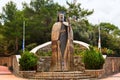 PEDOULAS, CYPRUS - July 20, 2019: Monument to The First President of Cyprus Archbishop Makarios III Michail Christodoulou Mouskos