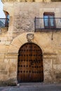 Pedraza, Castilla Y Leon, Spain: reinforced iron doorway with heraldic crest above