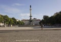 Pedro IV column and fountain in Rossio Square in Lisbon Royalty Free Stock Photo