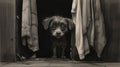 Peeking Pup: A Detailed Chiaroscuro Portrait Of A Dog