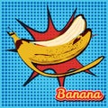 Peel banana with a point texture. Pop-art style vector illustration.