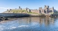 Peel Castle on the Isle of Man, viewed from the harbour Royalty Free Stock Photo