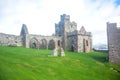 Peel Castle located on St Patrick`s Isle in city of Peel in the Isle of Man Royalty Free Stock Photo