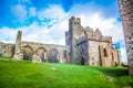 Peel Castle on St Patrick`s Isle in Peel, the Isle of Man Royalty Free Stock Photo