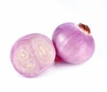 Peel shallots vegetables on a white background