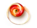 RW5 peeled apple with peel Royalty Free Stock Photo