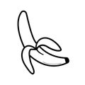 Peeled banana. Hand drawn sketch icon of fruit. Vector illustration in doodle line style. Royalty Free Stock Photo