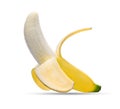 Peeled banana isolated on white Royalty Free Stock Photo