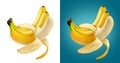 Peeled banana isolated on white background with clipping path Royalty Free Stock Photo