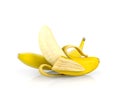 Peeled banana isolated on white background Royalty Free Stock Photo