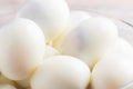 Peeled boiled egg on wood background Royalty Free Stock Photo
