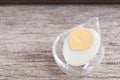 Peeled boiled egg on wood background Royalty Free Stock Photo