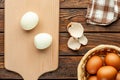 Peeled boiled egg on wooden background Royalty Free Stock Photo