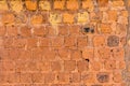 Peeled brick wall, clay brick and old texture