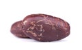 Peeled cacao beans, isolated on white background. Roasted and aromatic cocoa beans, natural chocolate.