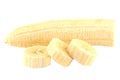 Peeled cut bananas isolated on white background Royalty Free Stock Photo