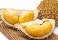 Peeled durian isolated on white background.