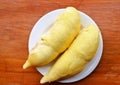Peeled durian on plate