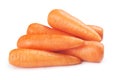 Peeled fresh carrots on a white background