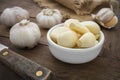 Peeled garlic in bowl Royalty Free Stock Photo