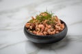 Peeled German Friesland north sea shrimps or crabs in bowl