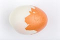 Peeled hard shell boiled egg isolate on white background. Royalty Free Stock Photo