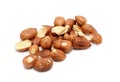 Peeled hazelnuts over white background Royalty Free Stock Photo