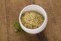 Peeled hemp seeds in the bowl Royalty Free Stock Photo