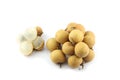 Peeled Longan on white background.