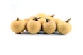 Peeled Longan on white background.