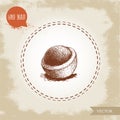 Peeled macadamia nut shell. Hand drawn sketch style vector illustration isolated on retro background. Botanical drawing. Australia Royalty Free Stock Photo