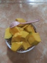 peeled mango ready to eat