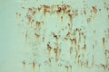 Peeled rusty green metal wall background