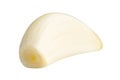 Peeled one clove of garlic isolated on white background, closeup. Royalty Free Stock Photo
