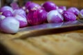 Peeled onions shallots ready for cut and used in cooking