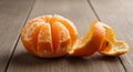 Peeled Orange on Wooden Table Top Royalty Free Stock Photo