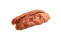 Peeled pecan nut isolated on a white background. Single pecan seed half Royalty Free Stock Photo