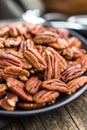 Peeled pecan nuts on plate