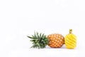 Peeled pineapple and fresh ripe pineapple have sweet taste on white background healthy pineapple fruit food isolated Royalty Free Stock Photo