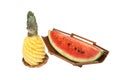 Peeled pineapple and watermelon Royalty Free Stock Photo