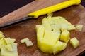 Peeled potato cutted on the small slices