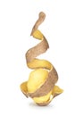 Peeled potato skin in the form of a spiral