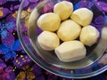 Peeled potatoes in a bowl with water Royalty Free Stock Photo