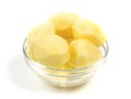 Peeled potatoes in a glass bowl Royalty Free Stock Photo