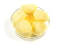 Peeled potatoes in a glass bowl Royalty Free Stock Photo