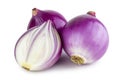 Peeled purple onion bulbs isolated on white background Royalty Free Stock Photo