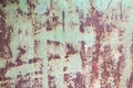 Peeled Rusty Green Metal Wall Background, Old steel painted Container House plate