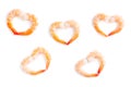 Peeled shrimp on white background,Heart shaped Royalty Free Stock Photo