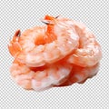 Peeled shrimps isolated on transparent background Royalty Free Stock Photo